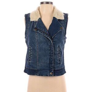 ANTHRO DAUGHTERS OF THE LIBERATION Denim Sherpa Fur Vest M